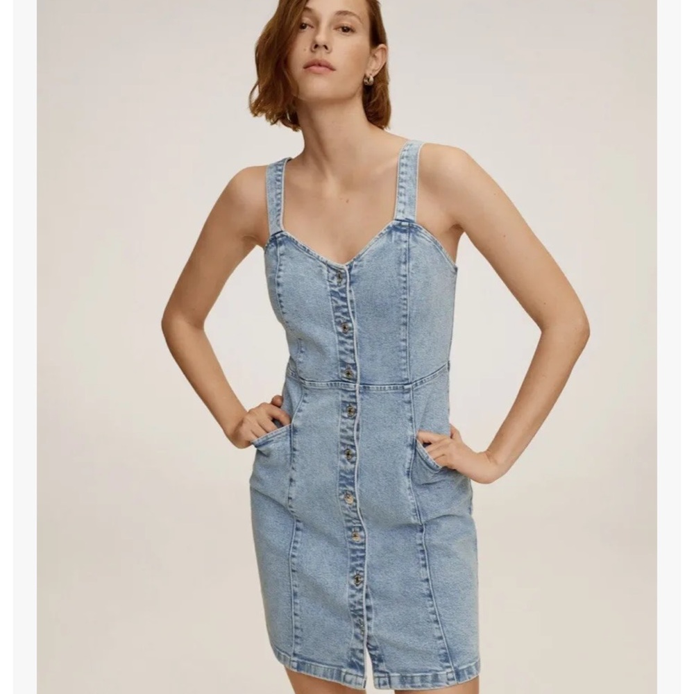 Mango MNG Button Denim Dress S